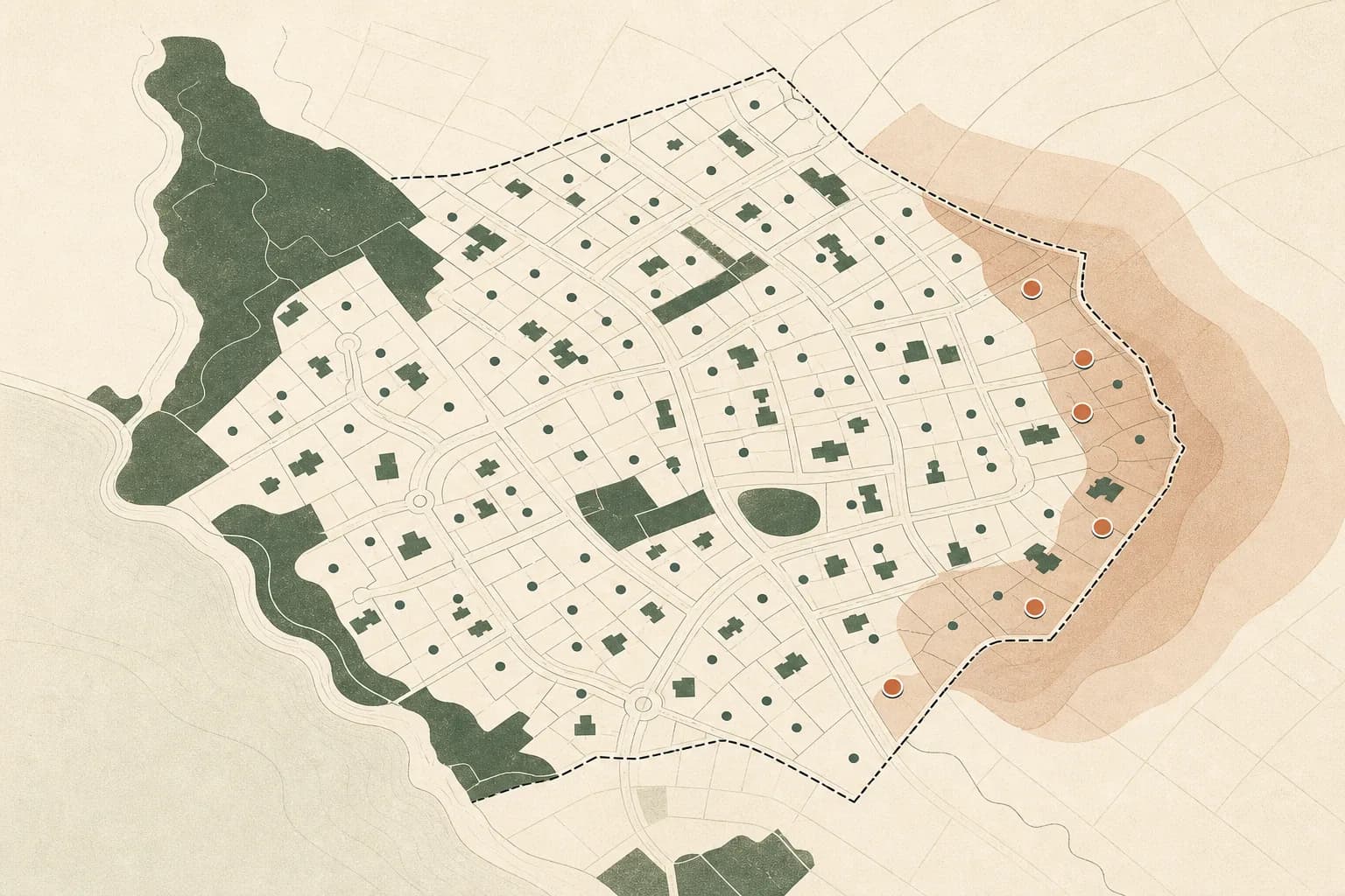 A property exposure map with a hazard zone crossing a local government boundary
